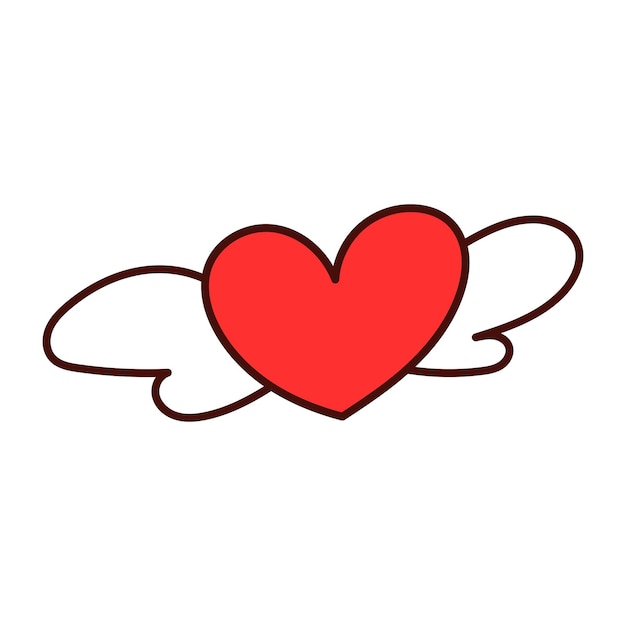 Corazones vectoriales con alas de ángel para el día de San Valentín y decoración de bodas para todos los amantes