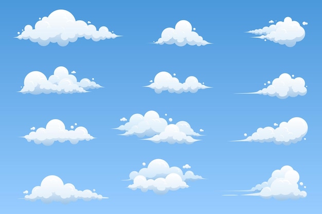 Corba de cielo azul con nubes Diseño de ilustración de sensación de comodidad de burbuja