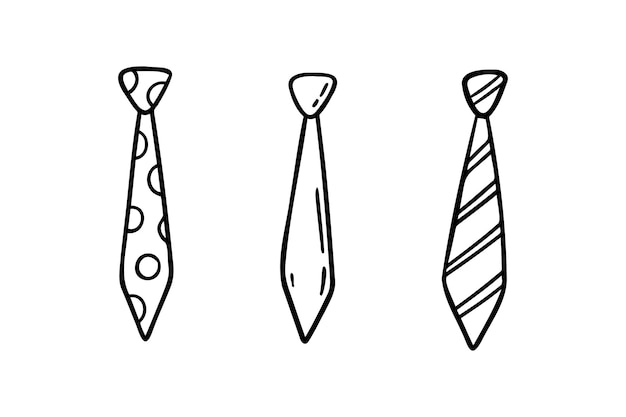 Corbata Elemento de corbata dibujado a mano Símbolo de icono de arte Elemento de clip de corbata blanco y negro aislado