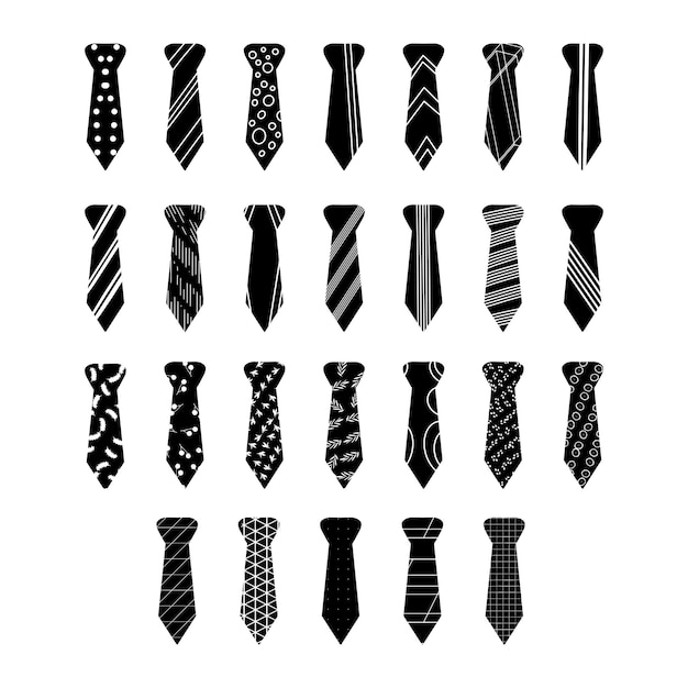 Corbata de hombre varios patrones de corbata paquete ilustración vectorial