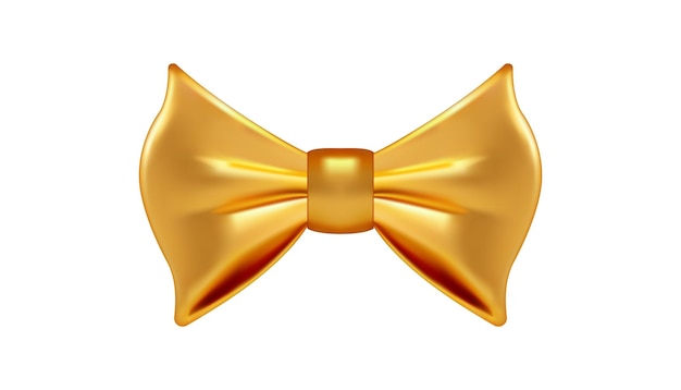 Corbata metálica dorada mariposa caballero de moda negocio rico accesorio icono 3d vector realista