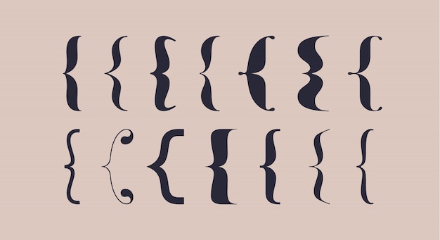 Corchete, llaves, paréntesis. Conjunto de tipografía de corchetes.