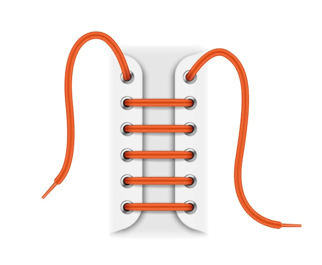 Vector cordones de zapatos rojos realistas con cuerdas en zapatillas de deporte cordones de calzado recto botas o zapatos
