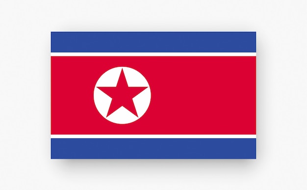 Corea Corea del Norte Bandera detallada sobre fondo blanco Ilustración vectorial