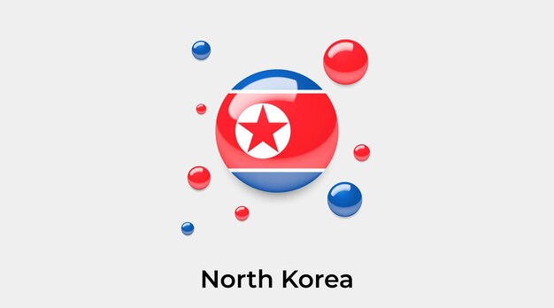 Corea del norte bandera brillante burbujas icono vector ilustración