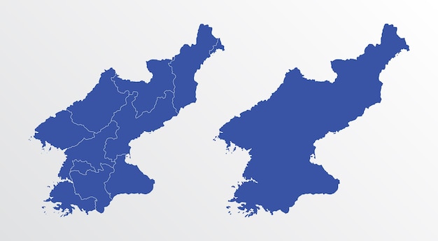 Corea del Norte mapa vector ilustración color azul sobre fondo blanco