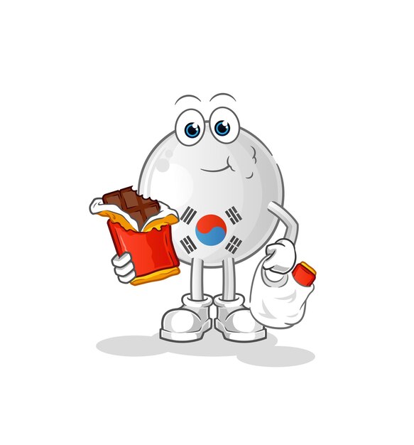 corea del sur come mascota de chocolate. vector de dibujos animados