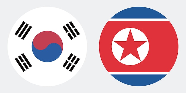 Corea del Sur y Corea del Norte logotipo de la bandera del círculo icono de ilustración vectorial de computadora diseño