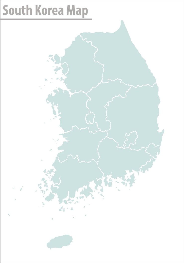Vector corea del sur mapa ilustración vector detallado mapa de corea del sur con regiones