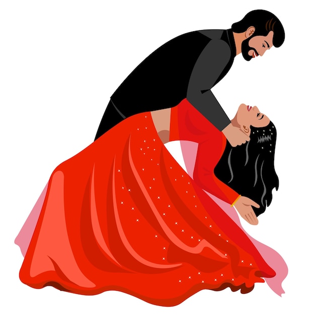 Vector coreografía de pareja de baile indio