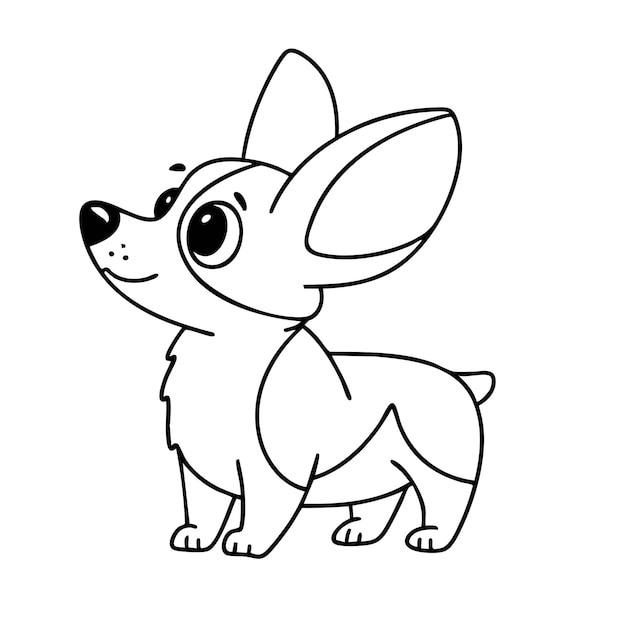 El corgi lindo en estilo doodle