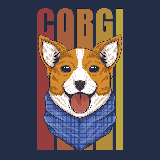 Corgi perro bandana ilustración vectorial