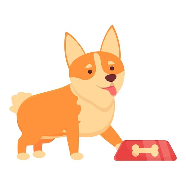 Vector corgi quiere comer icono de dibujos animados vector lindo perro mascota divertida