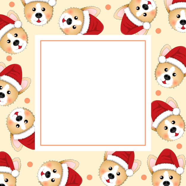 Corgi santa claus en beige marfil banner tarjeta