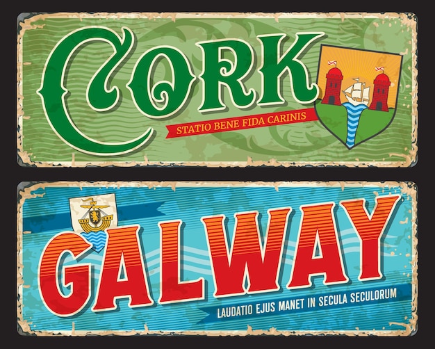 Vector cork galway city placas viaje irlanda pegatinas