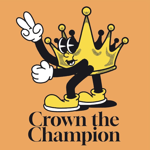 Corona al campeón con King Crown Groovy Character Design