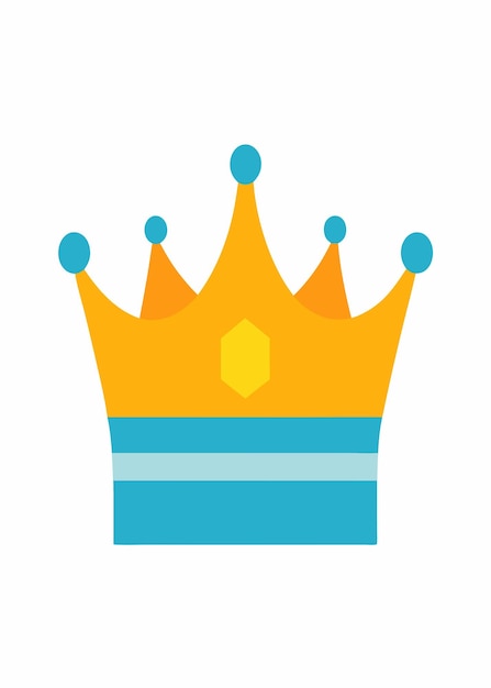 una corona amarilla con azul y naranja sobre un fondo blanco