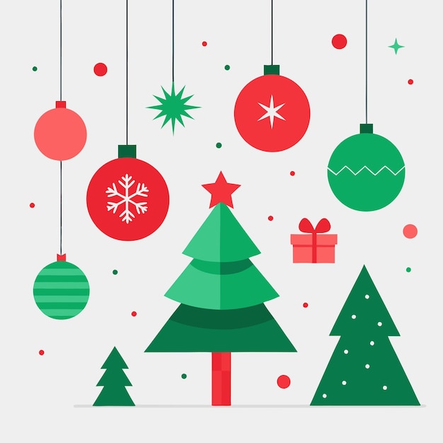 Corona de árbol de Navidad elementos de Navidad ilustraciones vectoriales con caja de regalos de campana juguete alegre
