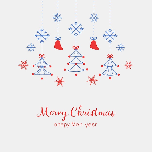 Corona de árbol de Navidad elementos de Navidad ilustraciones vectoriales con caja de regalos de campana juguete alegre