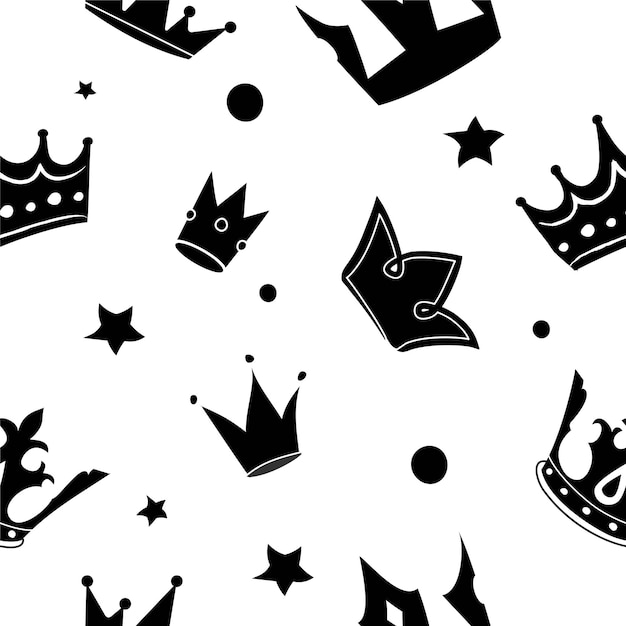 corona, blanco y negro, seamless, patrón