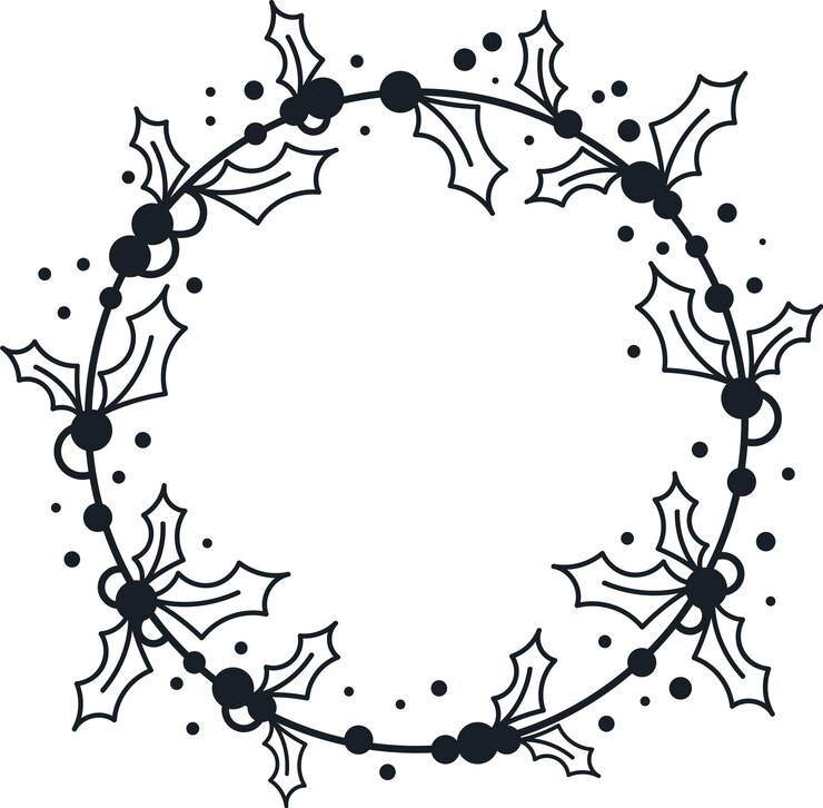 Vector corona de círculo floral navideño