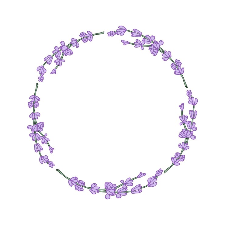 Vector corona de círculo de flores de colores lavanda para tarjeta o invitación fondo vectorial