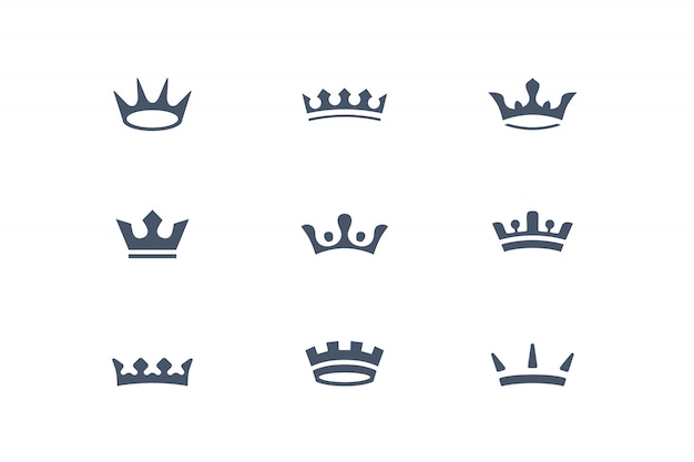 Corona. Colección de coronas reales, iconos y elementos de diseño, diseño gráfico.