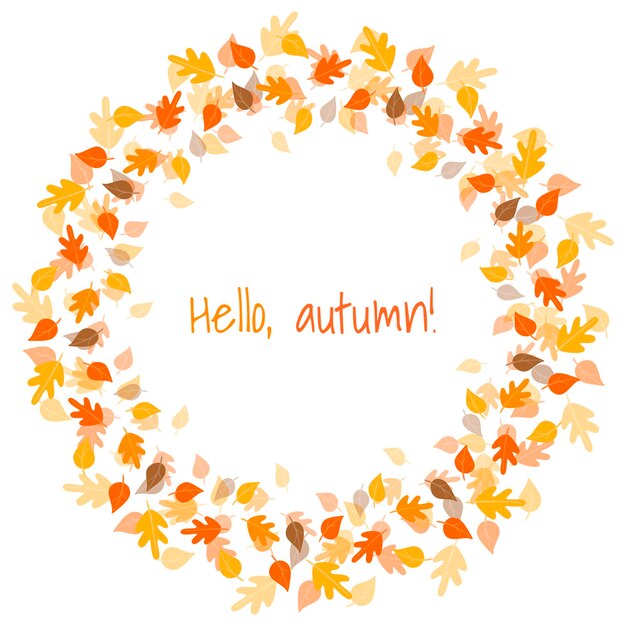 Una corona de coloridas hojas de otoño Hola otoño Ilustración vectorial en estilo plano