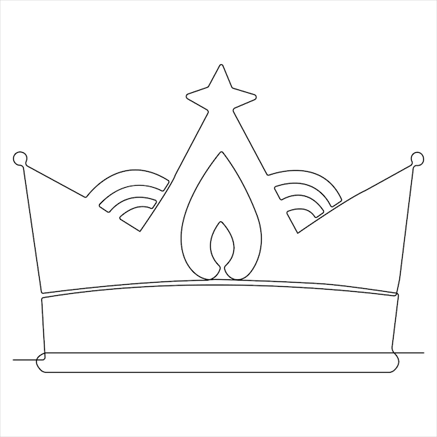La corona continua de una sola línea concepto de bandera real Contorno de arte de línea ilustración vectorial mínima