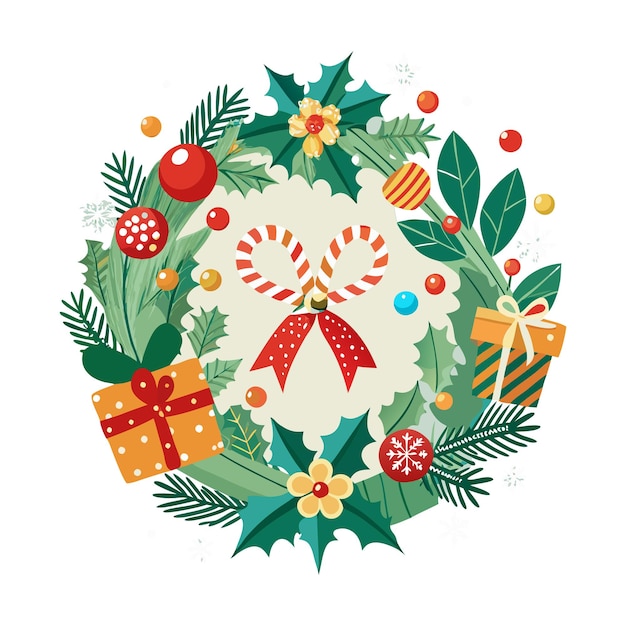 una corona con una corona de decoraciones de Navidad y una corona con un corona de acebo y un acebo