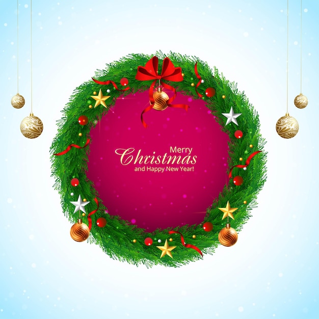 Corona decorativa de Navidad y fondo de celebración de la pelota colgante