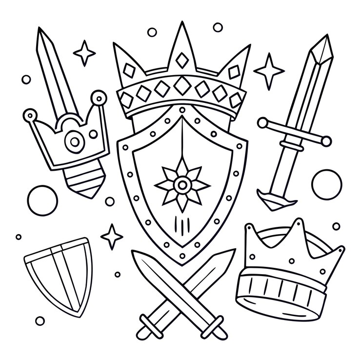 Vector la corona de la espada del escudo clipart
