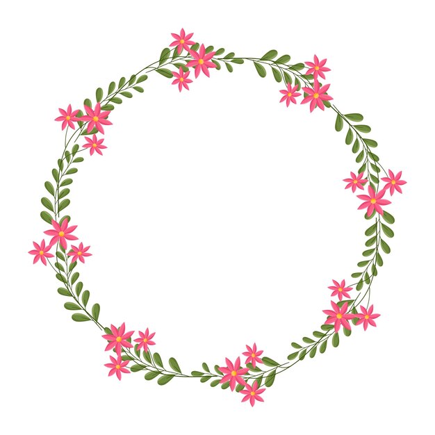 corona floral dibujada a mano por vector sobre un fondo blanco
