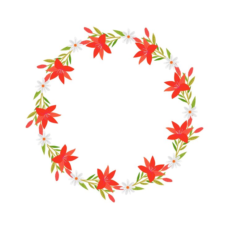 Vector corona floral dibujada a mano vectorial sobre fondo blanco