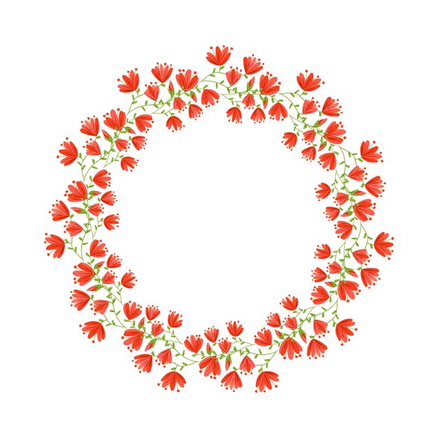 Corona floral dibujada a mano vectorial sobre fondo blanco