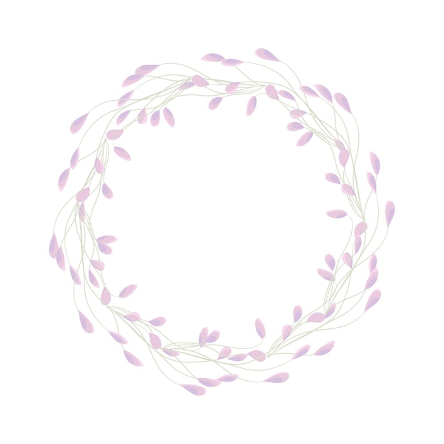 Corona floral de marco vectorial sobre un fondo blanco