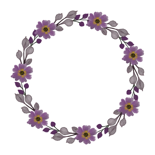corona floral morada para tarjeta de boda
