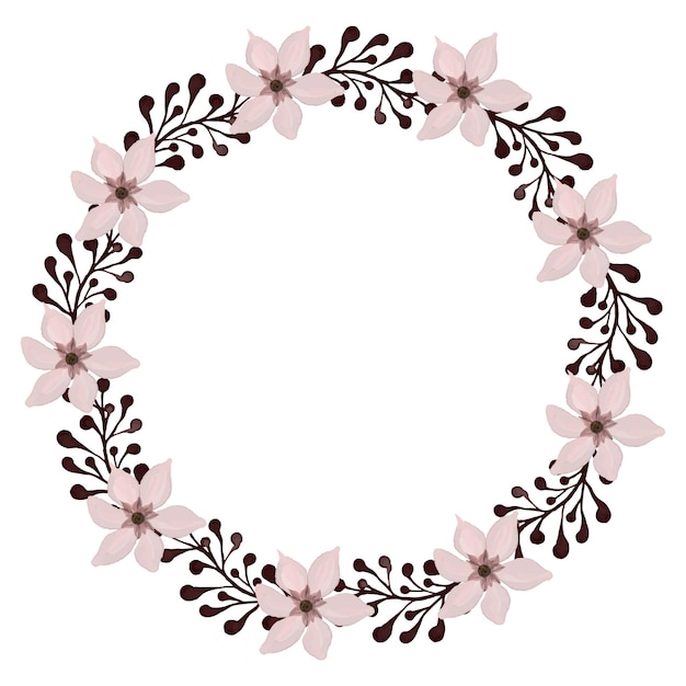 Vector corona floral rosa para tarjeta de boda