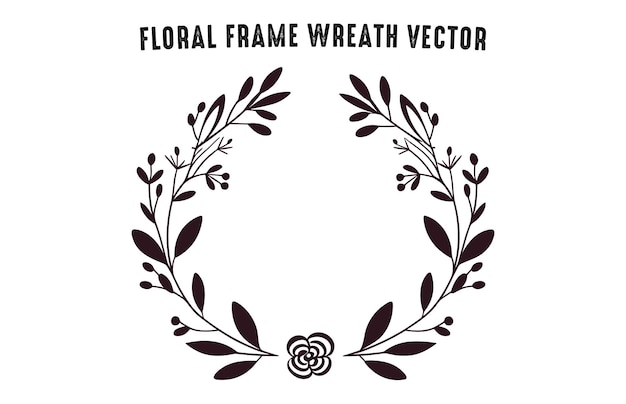 Una corona floral Vector clipart negro Floral marco corona clipart aislado en un fondo blanco