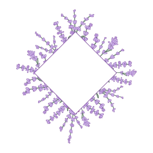 Corona de flores de color lavanda para tarjeta o invitación de fondo vectorial
