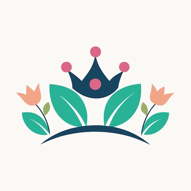 corona con flores diseño de logotipo concepto arte vectorial e ilustración