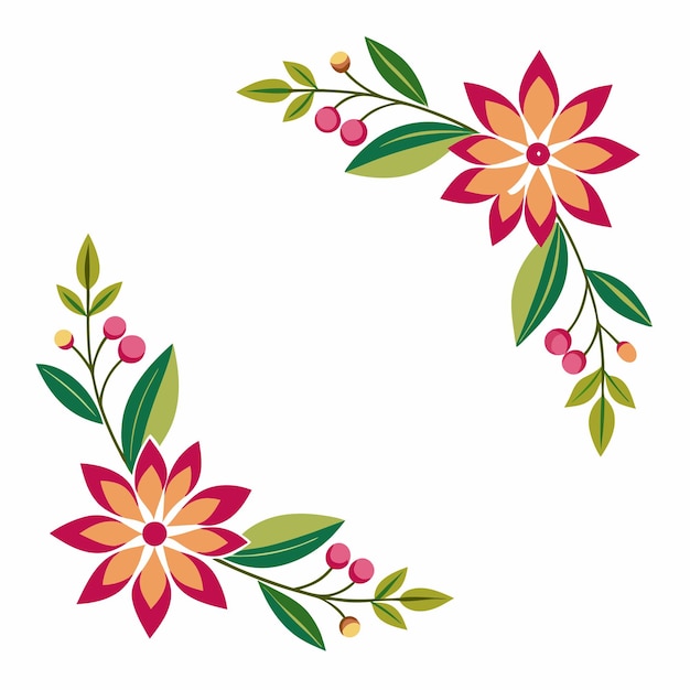 una corona de flores y hojas con un fondo blanco