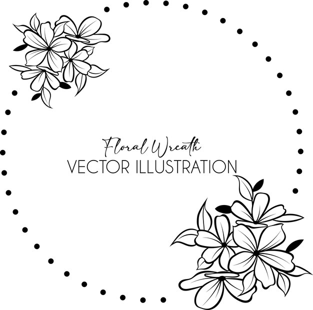 Corona de flores con hojas y ramas para invitaciones de boda postales carteles y etiquetas