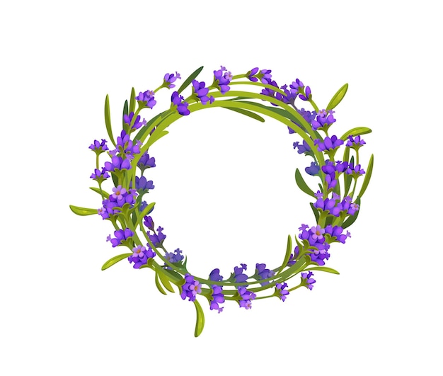 Corona de flores de lavanda en el marco floral de la Provenza