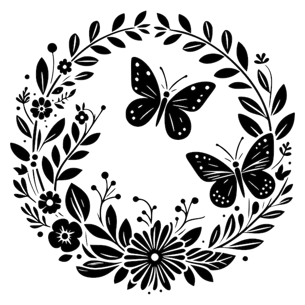 Vector corona de flores de mariposa