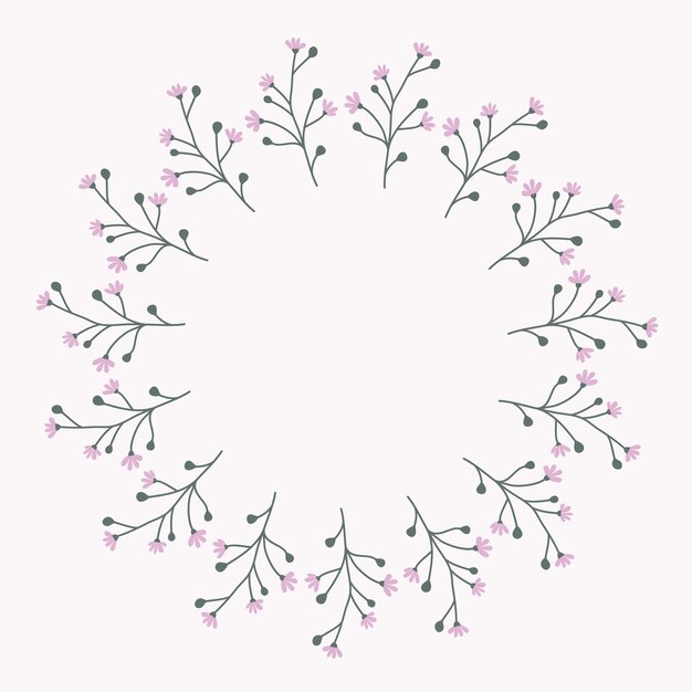 Corona de flores vectorial Marco floral para el diseño de tarjetas de invitación de boda