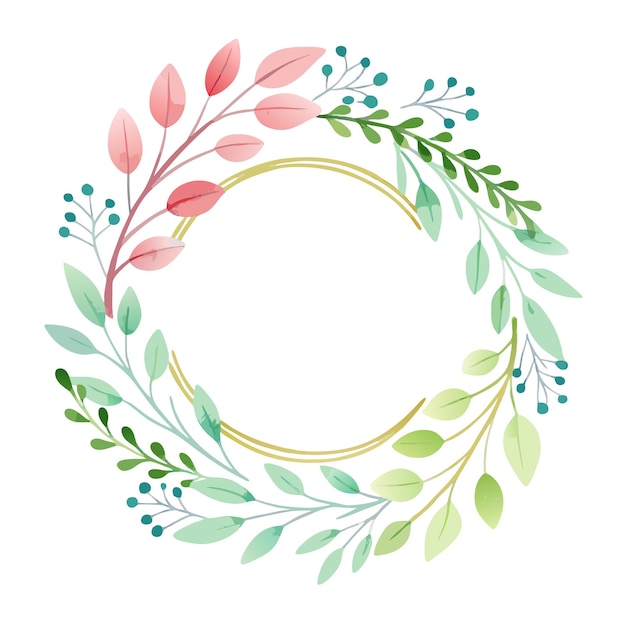 una corona de hojas y ramas con un diseño floral en el medio