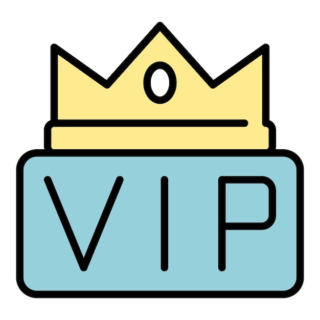 Corona en la inscripción icono VIP Corona de contorno en la inscripción VIP vector icono color plano aislado