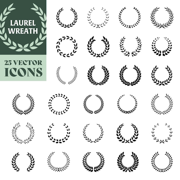 Corona de laurel Conjunto de coronas de laurels Ícono del trofeo