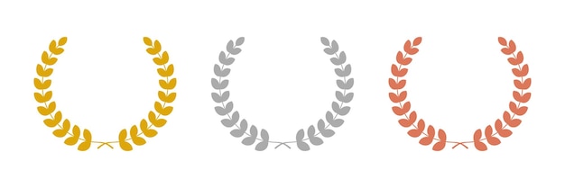 Corona de laurel del icono de la victoria conjunto de medallas de oro, plata y bronce decoración de clasificación del marco de laurels